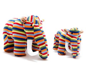 Woolly Mammoth rainbow stripe rattle