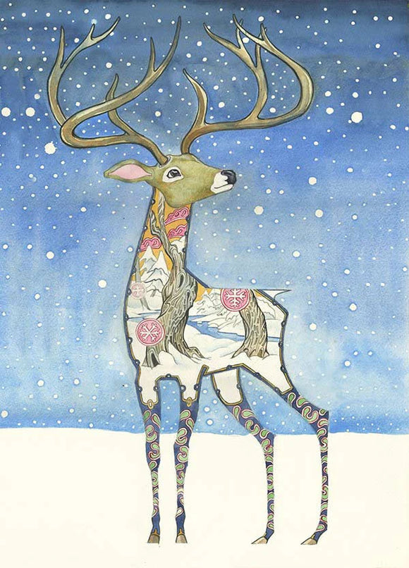 Stag in the Snow Card