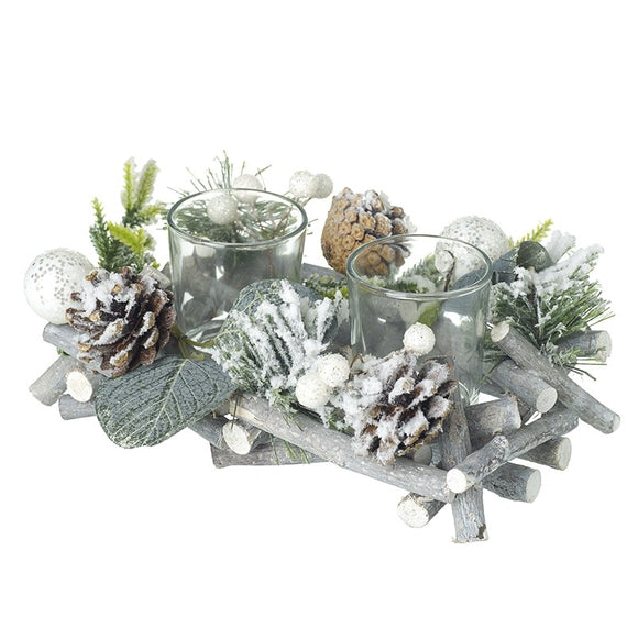 Two Tealight Foliage Centre Piece