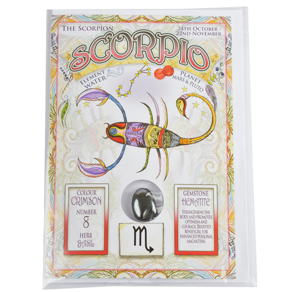 Scorpio Greetings and gemstone card